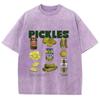 Neutral Summer Retro Washed T-shirt Cartoon Printed Short Sleeved Retro T-shirt Fashionable Round Neck T-shirt