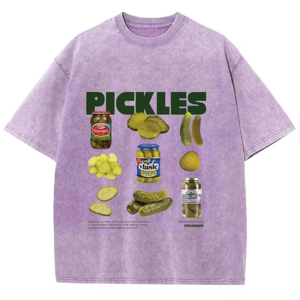 Neutral Summer Retro Washed T-shirt Cartoon Printed Short Sleeved Retro T-shirt Fashionable Round Neck T-shirt