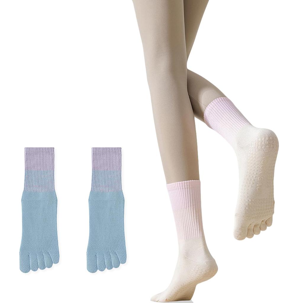 Karsaer Yoga Pilates Antibacterial and Ideal for Pilates and Hot Set of Approximately Women's Five-Toe Socks, Non-Slip, Mid-Length, Socks, Cotton,