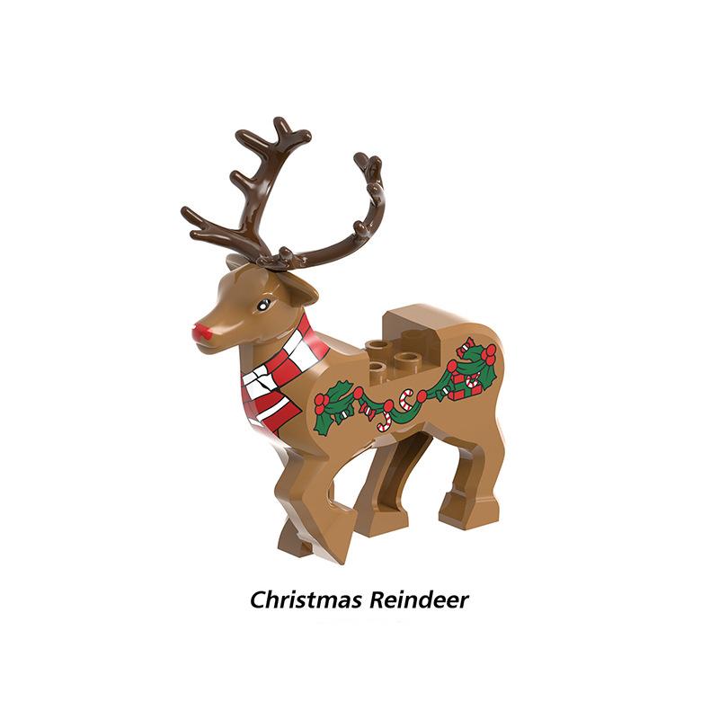 

MOC Christmas Reindeer Building Blocks Compatible Figures Santa Claus Deer Elk Parts Bricks Particle DIY Toys Children Xmas Gift