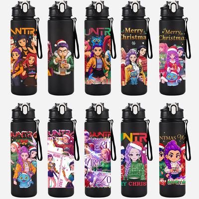 Botella de Agua de 750 ml Navidad K-Pop Cazadores de Demonios Impresa Gran Capacidad Taza para Beber Portátil para Deportes al Aire Libre Taza de Agua para Niños Regalo para Niño