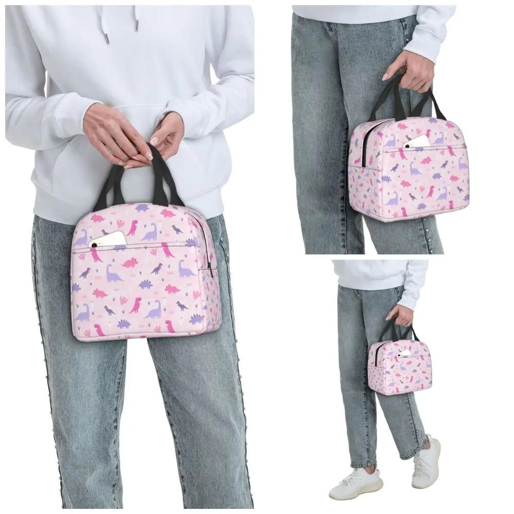 Cartoon Cute Dinosaur Pattern Insulated Lunch Bag for Women Office Cooler Thermal Food Box Tote Portable Lunch Boxes Container