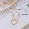 French Chic Double-Layer Heart Pendant Necklace - 18k Gold-Plated Titanium Steel for Women