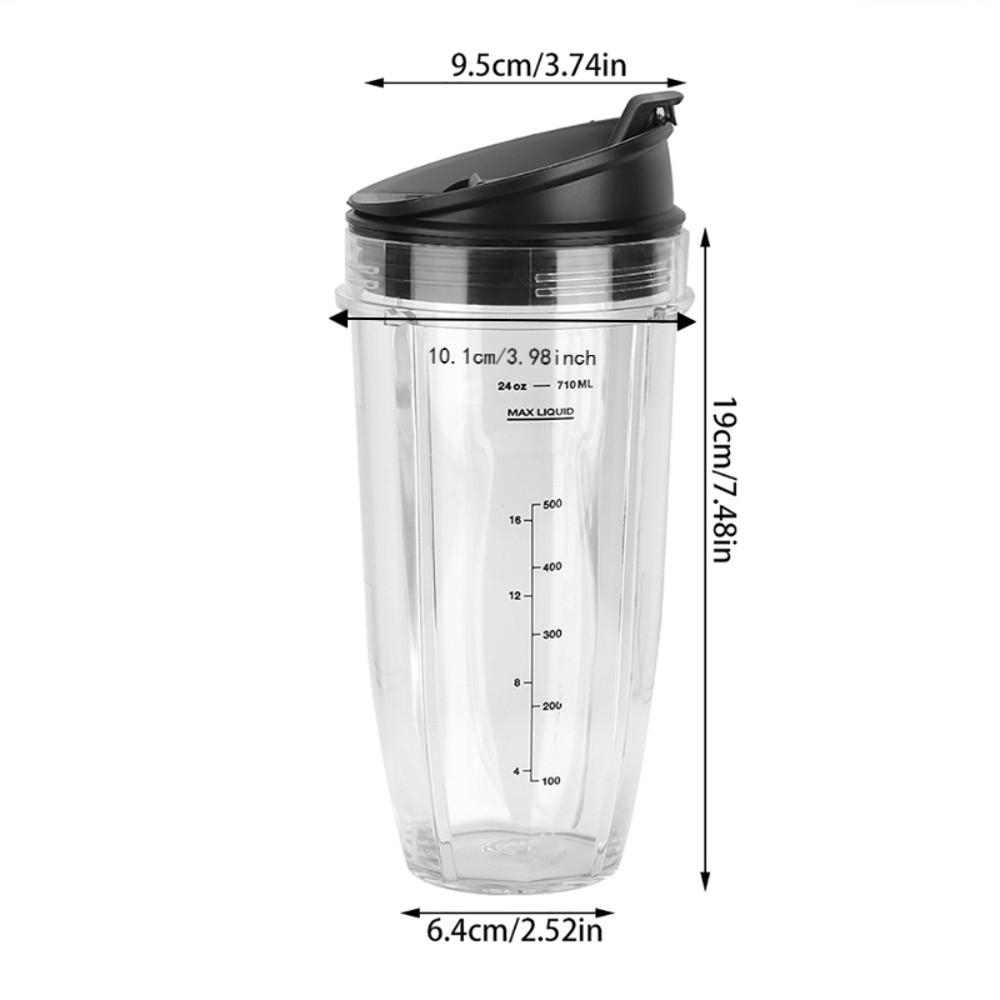 Transparent+Black Blender Cup Leak Proof Blender Tumbler for Ninja BL480BL482 Gym Use