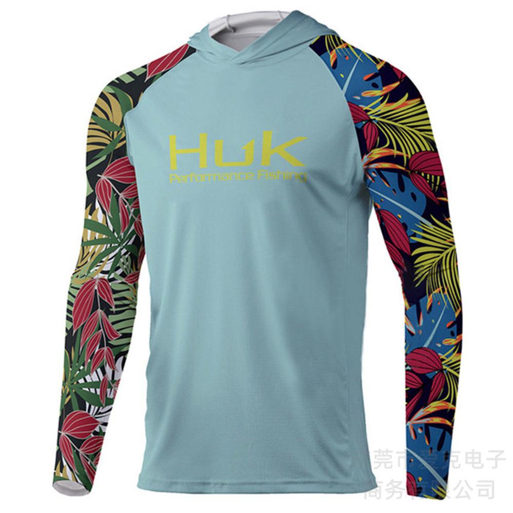 Hooded fishing suit, summer quick-dry long-sleeve men's T-shirt, outdoor sportswear, sun-protection shirt, lure fishing suit, breathable