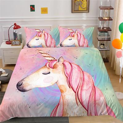 Unicorn Series Quilt Cover Pillowcase Two Or Three-Piece Set Polyester 3D Digital Printing