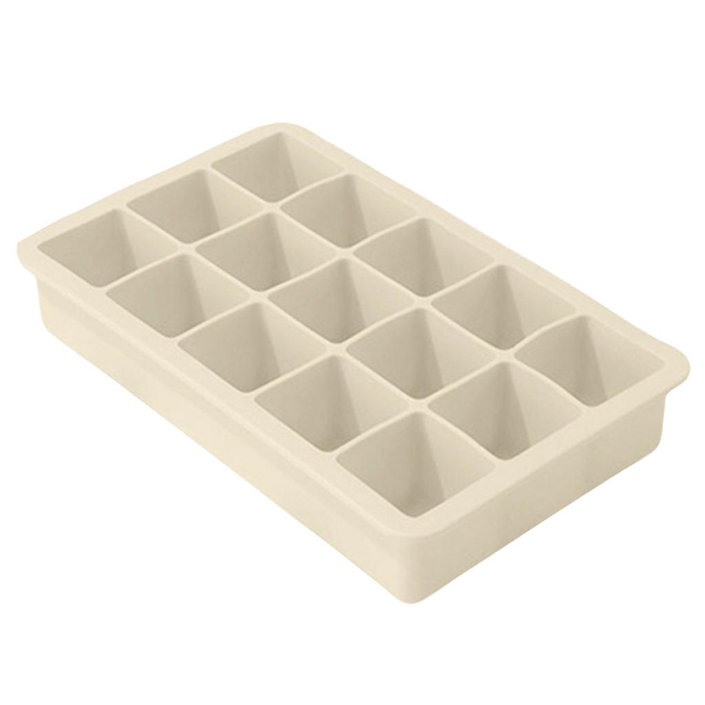 Silicone Large Ice Cube Tray Mold Flexible Non-Stick Ice Maker with 15 Large Square Compartments for Home Kitchen Freezer Use
