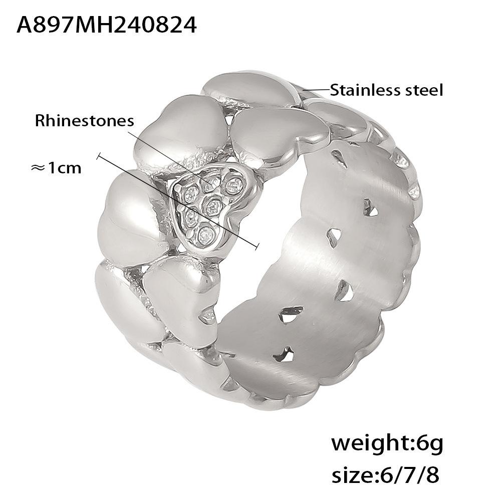 

Многослойные кольца в форме сердца из нержавеющей стали для женщин, позолоченные 18 карат, водонепроницаемые, не тускнеют, женское кольцо на палец 8 серебряный