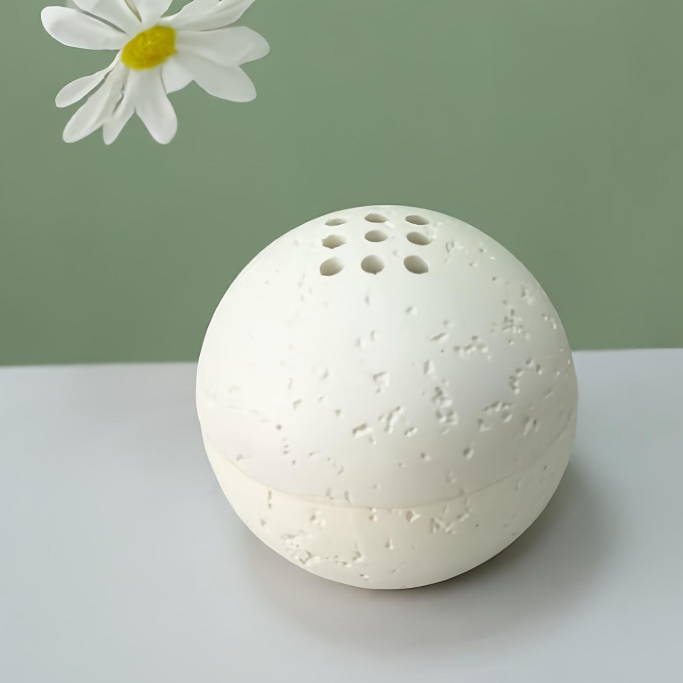 

1 шт. простая круглая ароматерапевтическая горелка из смолы, сферическая курильница, подходит для семейной ароматерапии, релаксации, идеально подходит для медитации, кремовый