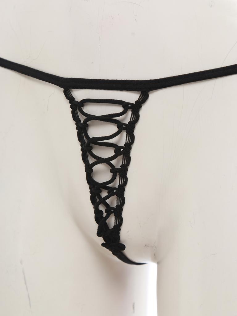 Womens Sheer Micro Bikini Set Halter Bra Top-G string Thong Swimsuit