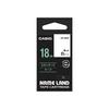 Genuine Casio Nameland Label Writer Tape 18mm XR-18WE Black Letters On White Background
