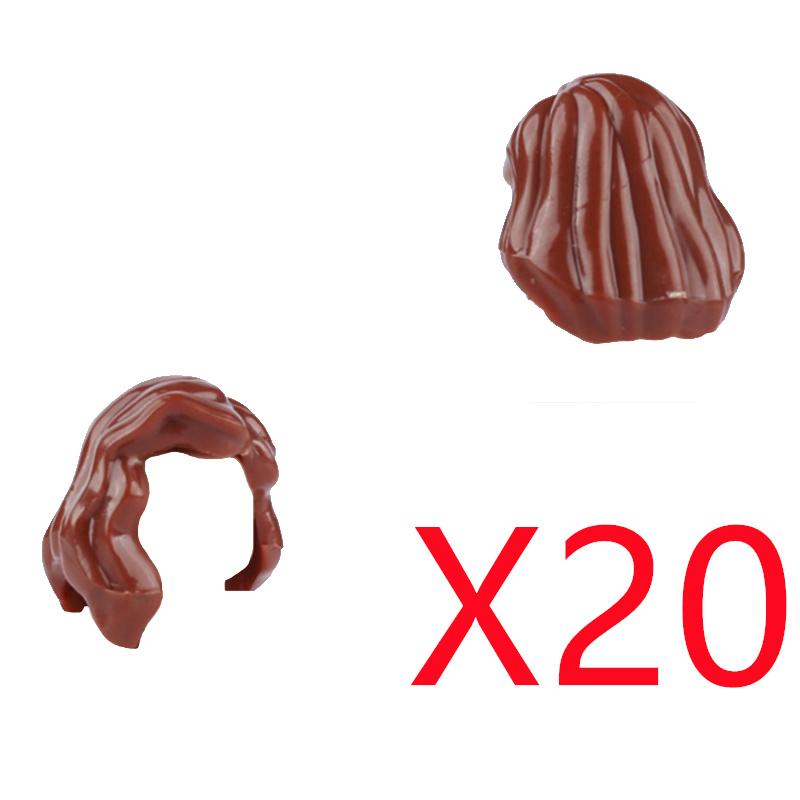 MOC City Building Blocks Figure Body Parts Creative Accessories Long Hair Brown Black Gold Mini Brick Compatible Toy Gift k030