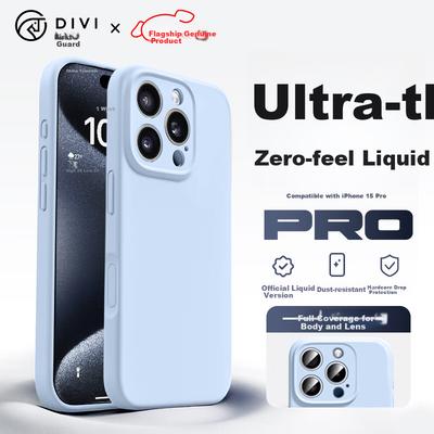 DIVI Zero-Feel Liquid Case for iPhone 15 Pro, Full-Cover Shockproof Anti-Scratch Anti-Shock Skin-Friendly Ultra-Thin Soft Case, Blue