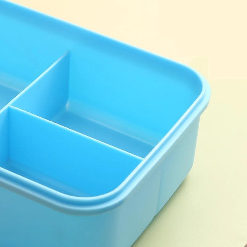 3Grids Bento Box Cute Animal Shape Sandwich Snack Food Container with Spoon Chopstick Portable Leakproof Lunch Box for Children