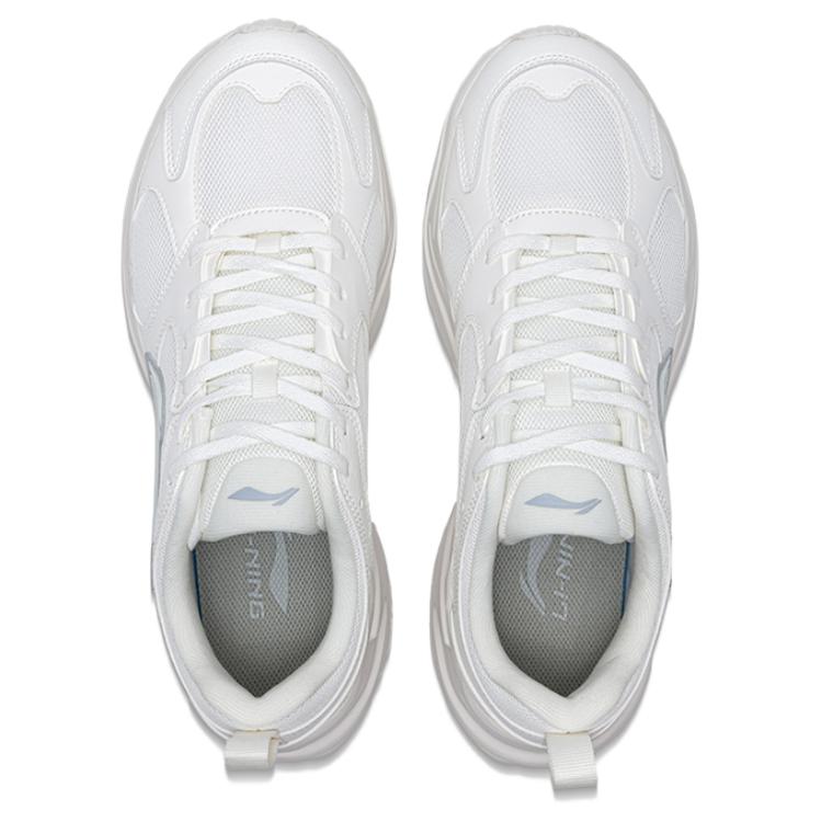 Li Ning Pulse Classic Trendy Versatile Comfortable Shock Absorbing Non-Slip Wear-Resistant Low-Top Dad Shoes Men sneaker Silver White AGCV145-1