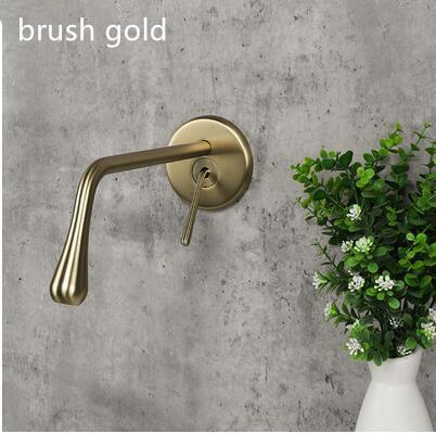 Basin Faucet Single Lever Rotation Wall Mounted  Brass Mixer Tap Bathroom Basin Water Sink Mixer In-Wall Style