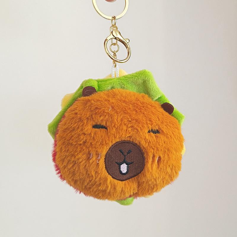 

Пищащая Капибара Гамбургер Плюшевый Брелок Милый Подарок для Сумки Кукла Капибары Подвеска Плюшевая Игрушка 8cm