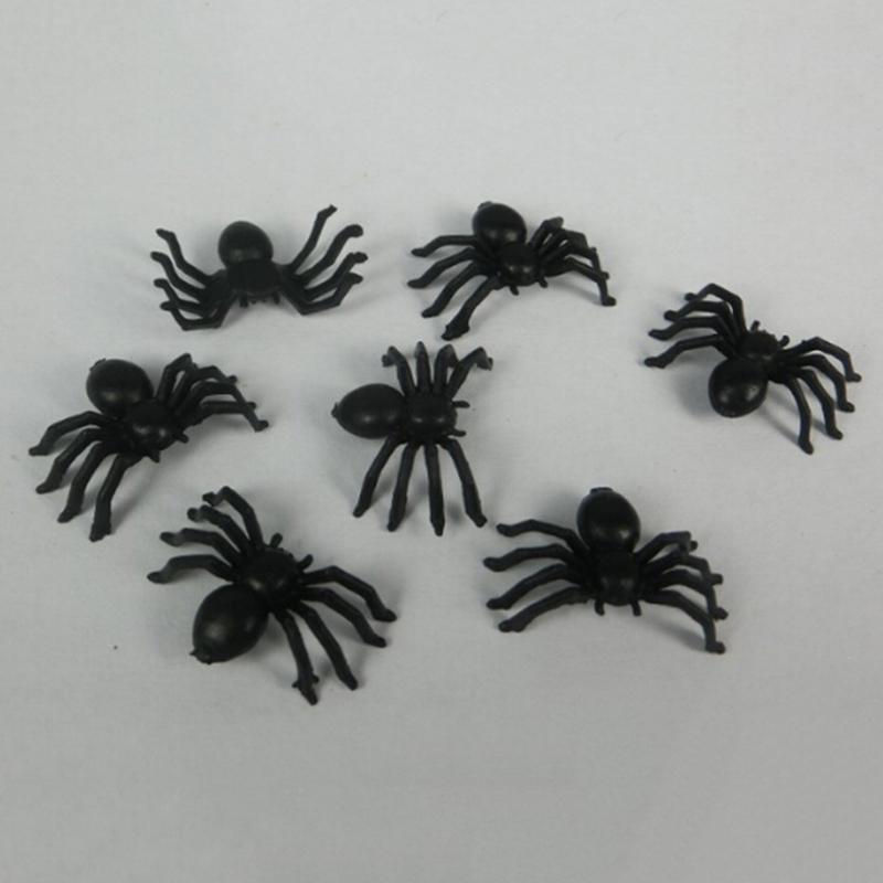 50 Stück Plastik Schwarze Spinne Streichspielzeug Halloween Spukhaus Requisite Dekorationen Weihnachten Kindertag Geschenk 2025