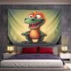 Happy Cartoon Dinosaur In Forest Background Pattern Wall Hanging Tapestry Decorative Tapestry Home Decor for Bedroom and Living Room