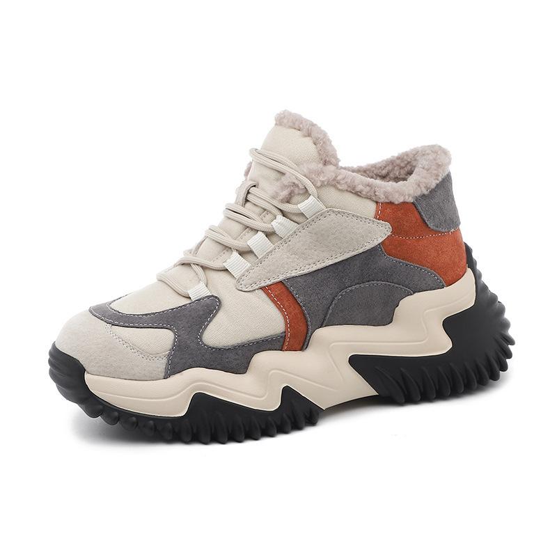 Matná kožená sněhová obuv zimní nová sametová velká bavlněná dámská obuv ležérní krátké boty silná podrážka zvyšující sportovní boty pro tátu