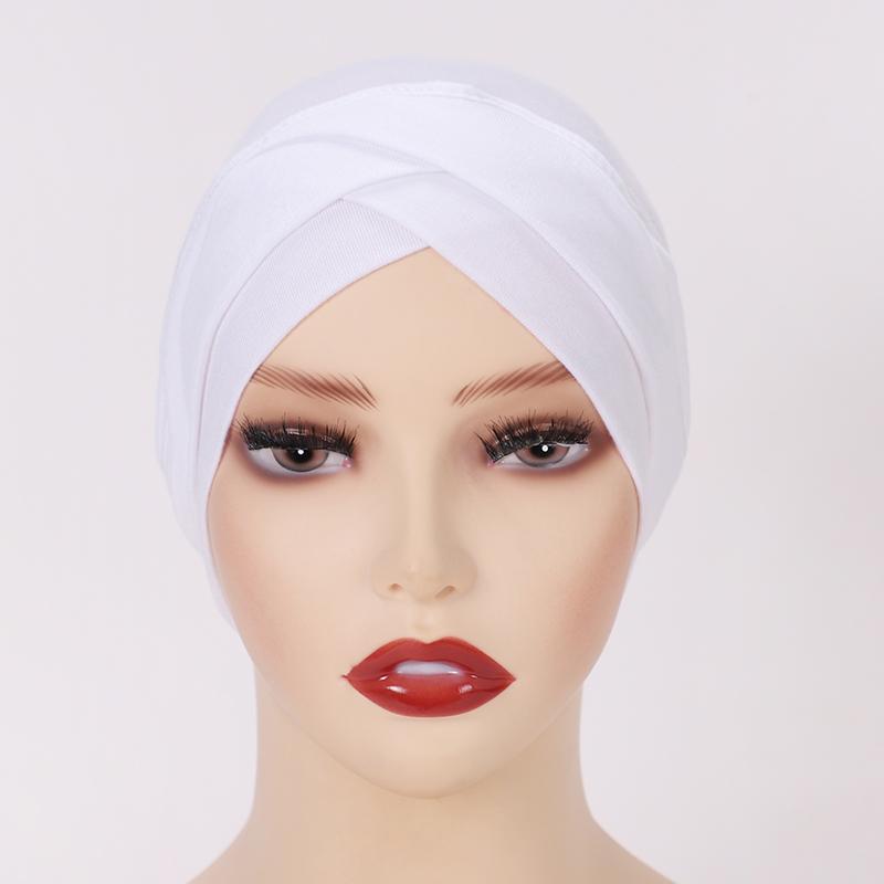 Cross Inner Hijab Women Stretch Turban Hat Lslamic Underscarf Bonnet Hat  Cotton Jersey Inner Hijab
