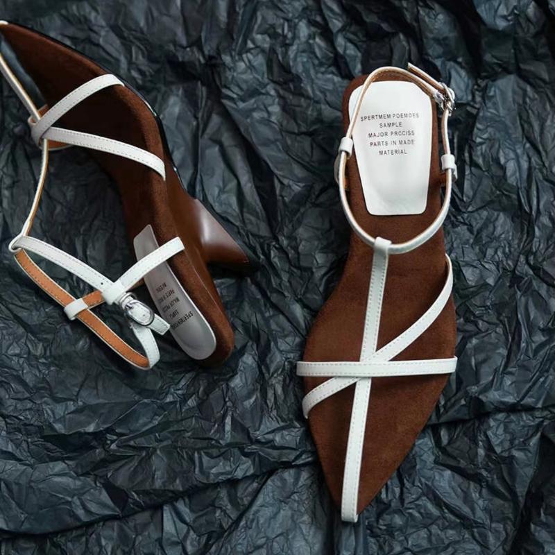 

Мода 2025 Новые женские босоножки на высоком каблуке Летняя обувь на высоком каблуке Роскошные босоножки с ремешком и слингом Женственные свадебные босоножки 34 бежевый