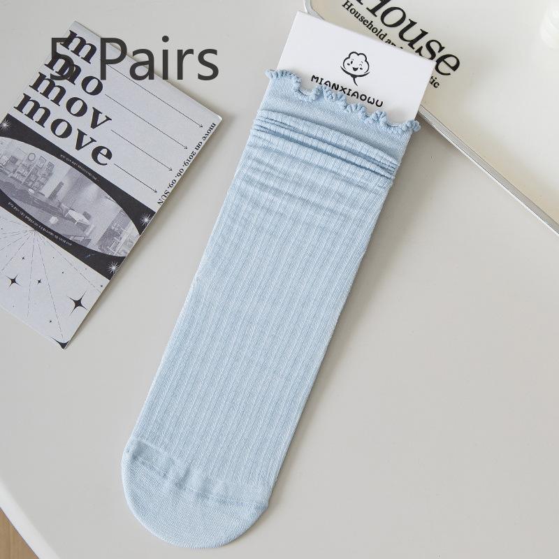5 Pairs of Women's Summer Thin Deodorizing and Bacteriostatic Tube Stack Socks