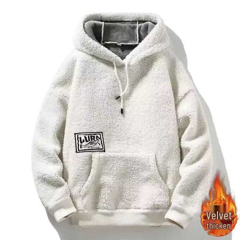 Men s Trendy Winter Hooded Sweatshirt - Lamb Wool Velvet Couple Jacket XXL