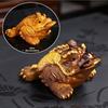 1pc Color-Changing Golden Toad Tea Pet - Resin Three-Legged Frog Figurine with Flowing Water Feature, Intricate Golden Accents & Red Gemstone Eyes