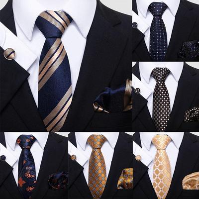 Herren Business Formal Krawattenset: Inklusive Krawatte, Einstecktuch & Manschettenknöpfe für Abendpartys. Modisch & Beliebt.