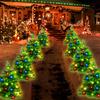 2-in-1-Solar-Weihnachtsgarten-Lichterpfahl – Weihnachtsbaum- und Wegdekoration für draußen mit 40 bunten LEDs für Hof, Rasen und Terrasse, Solarleuchten
