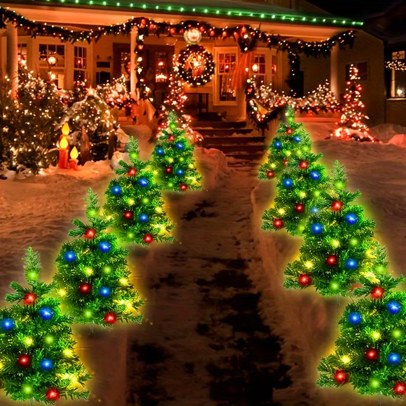 2 In 1 Solar Christmas Garden Light Stake - Outdoor Christmas Tree and Trail Decorations with 40 Colorful LEDs for Yard, Lawn and Patio Solar Lights