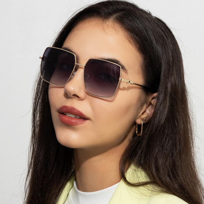 New Sunglasses Ins Style European and American Metal Sunglasses Square Sunglasses Men's and Women's Sunshade Glasses S