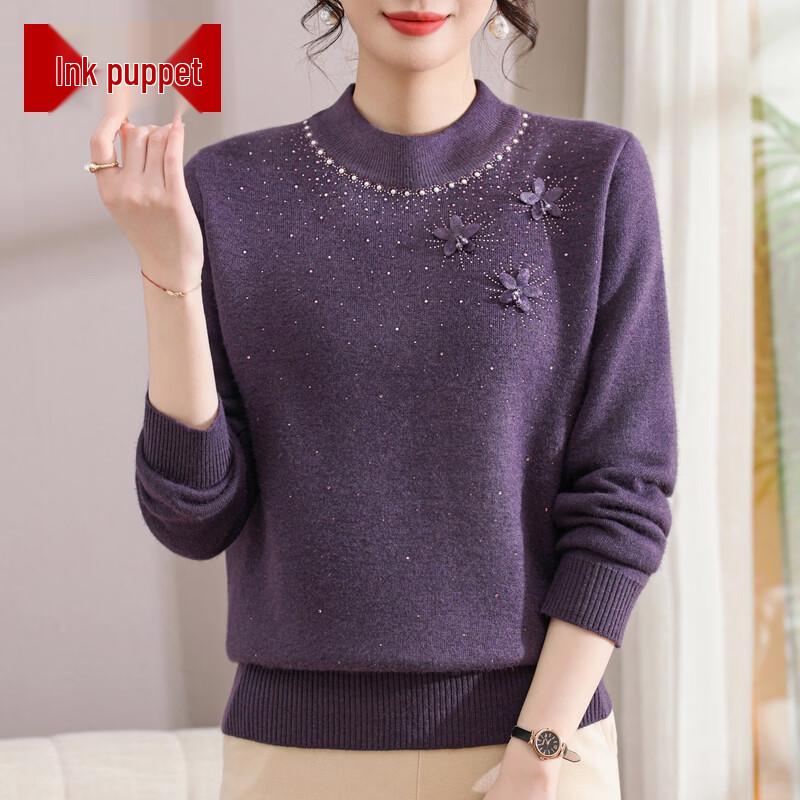 Women's Floral Pullover Knit Sweater for Seniors