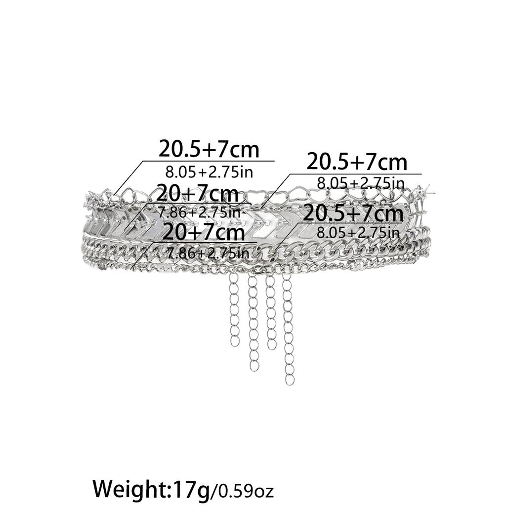 4 Fashionable and Simple Heart-shaped Snake Bone Chains, Multi-layer Stacked Women's Ankle Chains