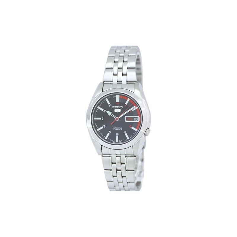 SEIKO 5 series 30 meters waterproof Automatic Steel Strap men s watch black dial SNK375K1 чёрный
