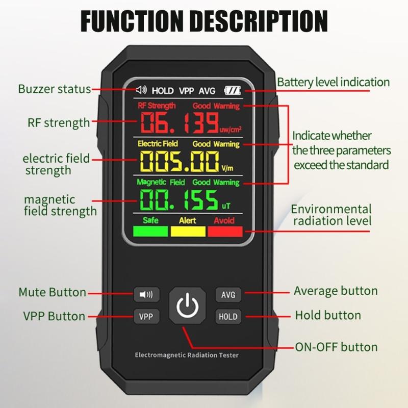 Handheld Electric Magnetic Field Meter Electromagnetic Radiation Tester with Screen Display for Home Checking Use