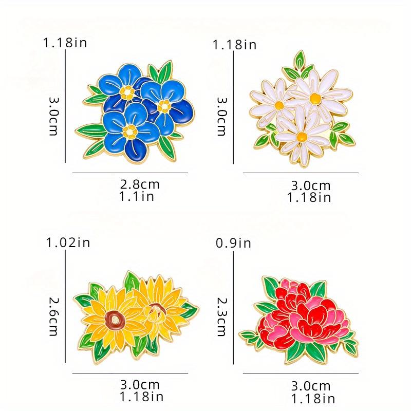 1pc Alloy Badge Personalized Daisy Brooch Backpack Decoration Peony Blue Brooch Cartoon 4 styles