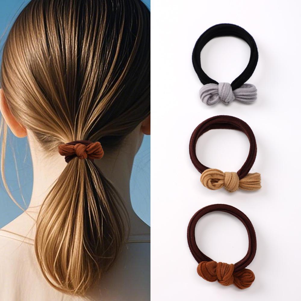 Nago Korean-Style Girls' Bow Hair Tie - Simple, Durable, High-Elastic Double Ponytail Holder
