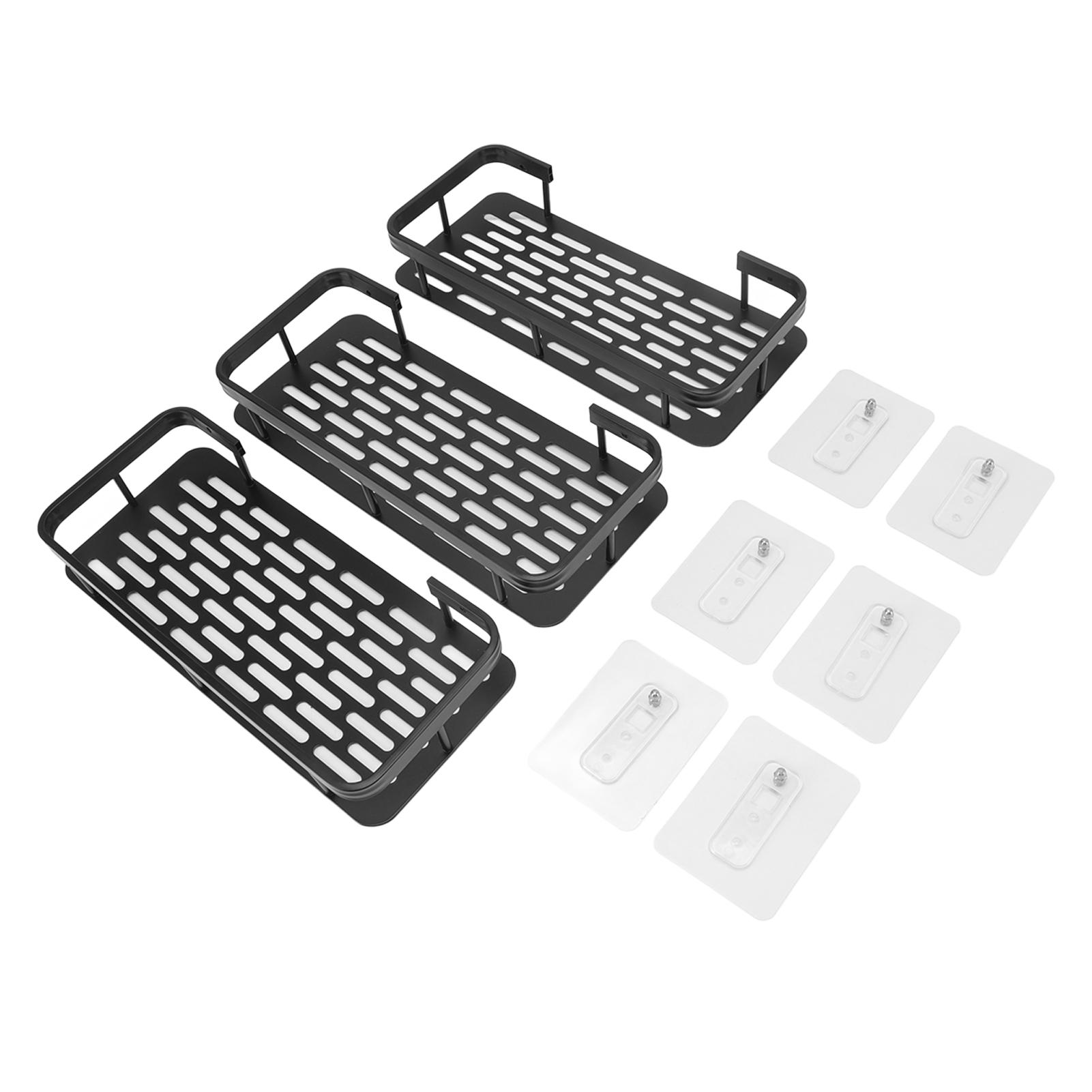 

Стойка для хранения в душе 3 уровня Прямоугольная Алюминиевая Полка-корзина для душа для дома ванной комнаты чёрный