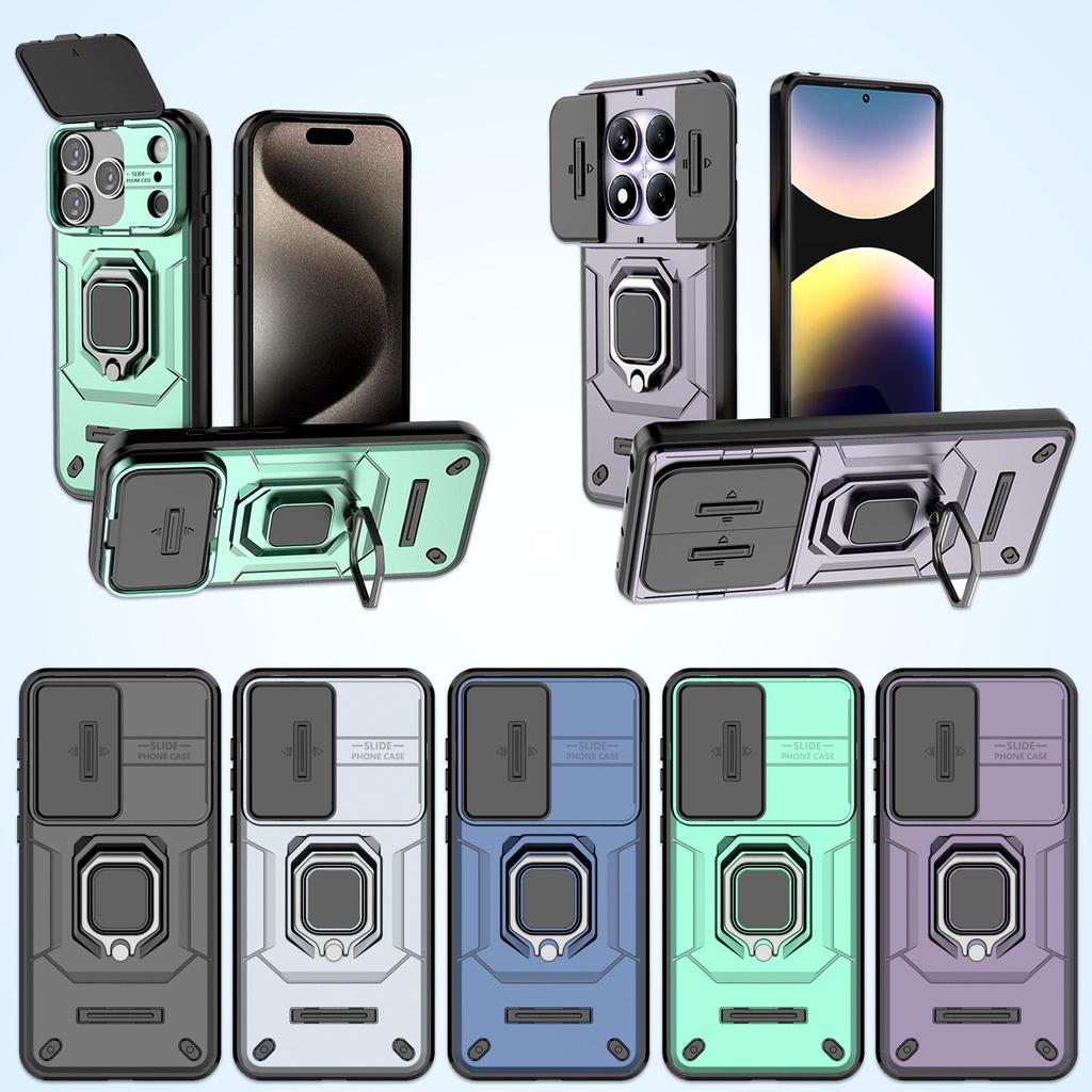 Robuster Kameraschutz Magnetische Bumper Handyhülle mit Ringständer Für iPhone 17 Pro Max Samsung Xiaomi Oppo Honor Harte PC Stoßfeste Hülle