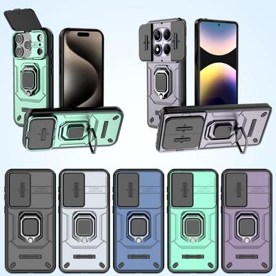 Capa de Celular Resistente com Para-choque Magnético e Protetor de Lente de Câmera com Suporte de Anel para iPhone 17 Pro Max Samsung Xiaomi Oppo Honor Capa Rígida de PC à Prova de Choque