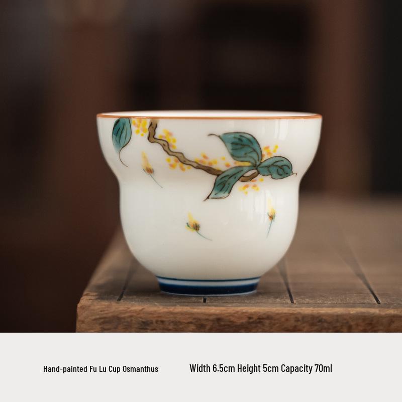 Hand-Painted Jade White Tea Cup Set - Kung Fu Style Porcelain with Gift Box