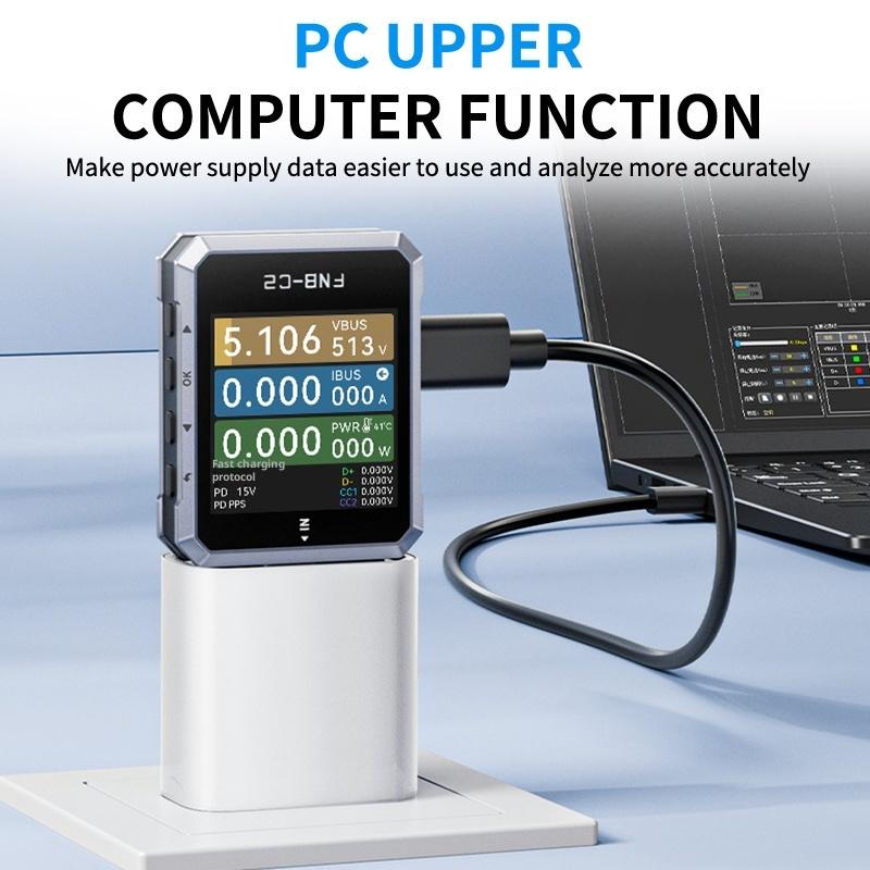 

Fnb-C2 Epr Qc 20-бітний USB-C Тестер: Вимірювач напруги та струму з виявленням протоколу швидкої зарядки Type-C OneSize