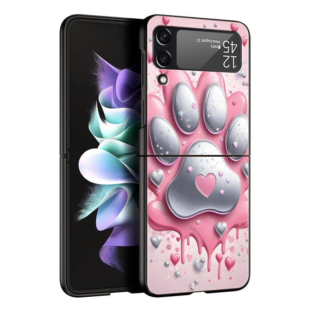 Og Paw Print Aesthetics Hard PC Phone Case For Samsung Galaxy Z Flip 7 6 5 4 Black Cover For Galaxy Z Flip 3 Foldable Fundas Bag