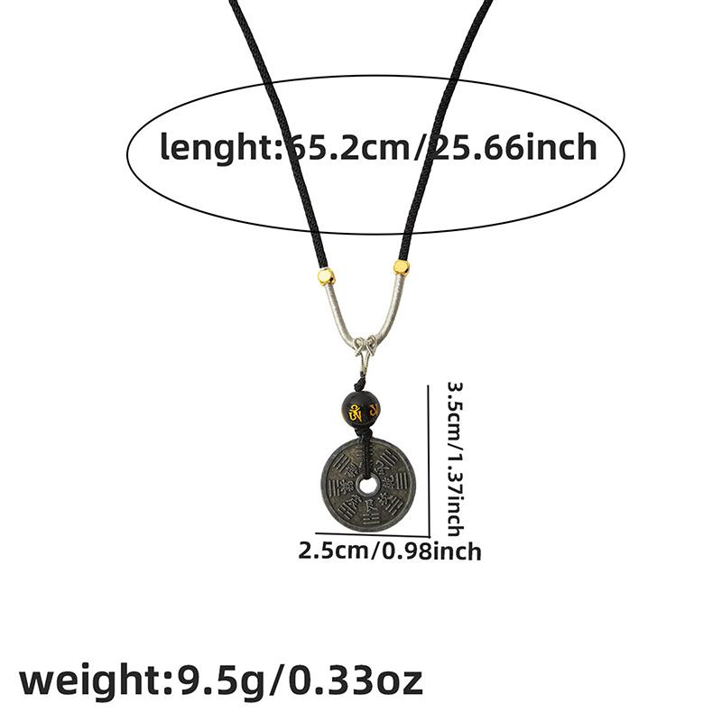 Resin Round Hollow Pendant Necklaces For Women Trendy Black Leather Rope Long Sweater Chain Necklaces Party Jewelry