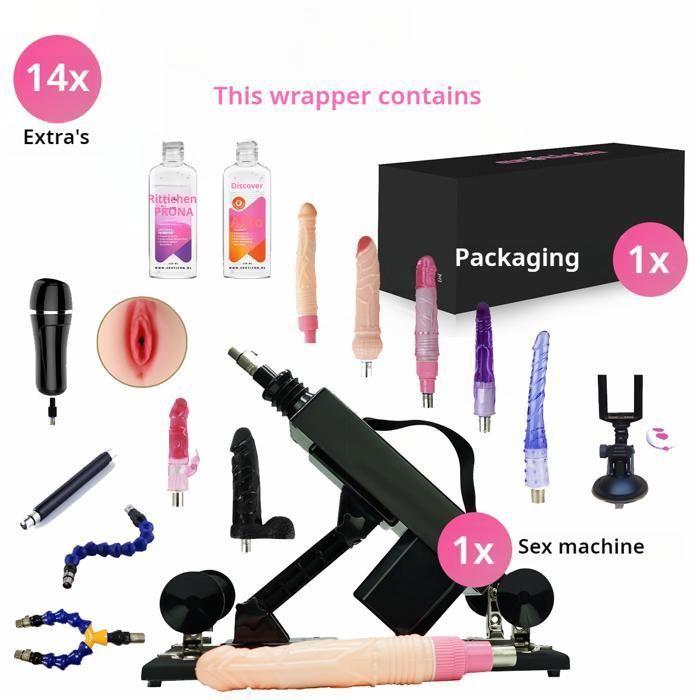 Machine sexuelle automatique Rhoades - Machine à baiser puissante pour femmes et hommes avec 14 accessoires - 7 godes, chatte poche
