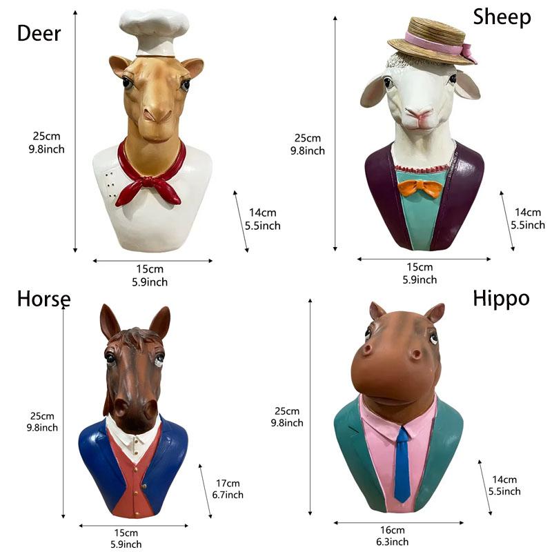 Animal Statue Hippo Sheep Ornaments Deer Horse Figurine Abstract Geometric Style Resin Sculpture Home Office Desktop Gift