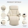 Manual Recliner Chair with Footrest, Upholstered Reclining Armchair with Adjustable Backrest and Cup Holder, PU Leather Swivel Chair for Living Room