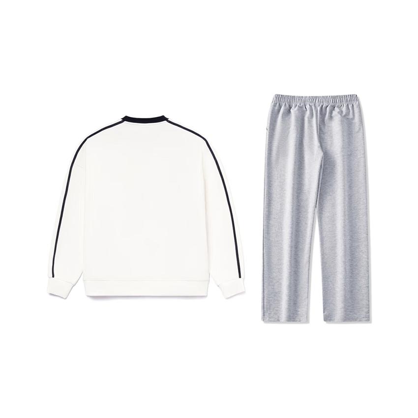 Li Ning Letter Logo Printed American Vintage Trendy Versatile Crew Neck Pullover Sweatshirt Casual Sports Suit Unisex Sweatshirt AWDU941-2+AKLU881-2